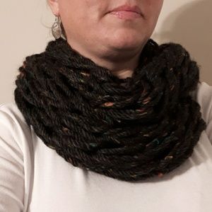 Handmade infinity scarf - black with color flecks